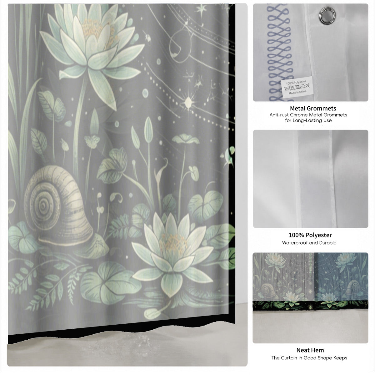 Mystical Forest Deer Shower Curtain Vintage Celestial Bathroom Decor