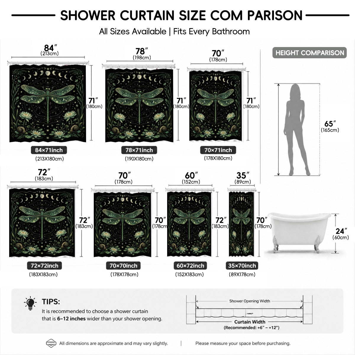 Mystical Forest Deer Shower Curtain Vintage Celestial Bathroom Decor