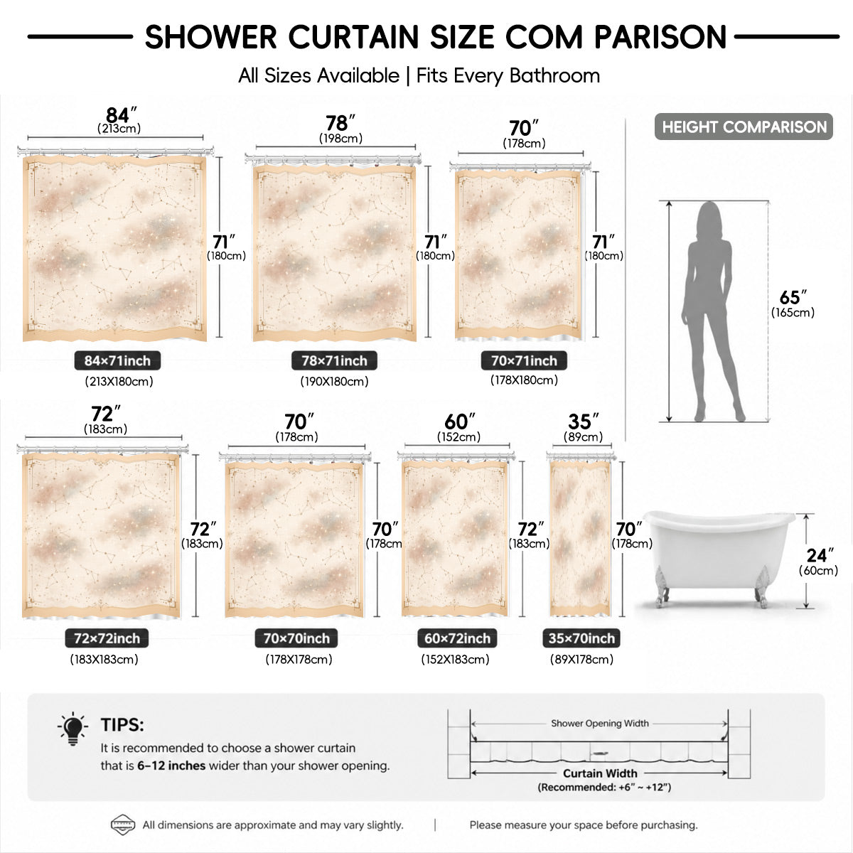 Whimsical Pink Celestial Shower Curtain Watercolor Moon Minimalist Decor