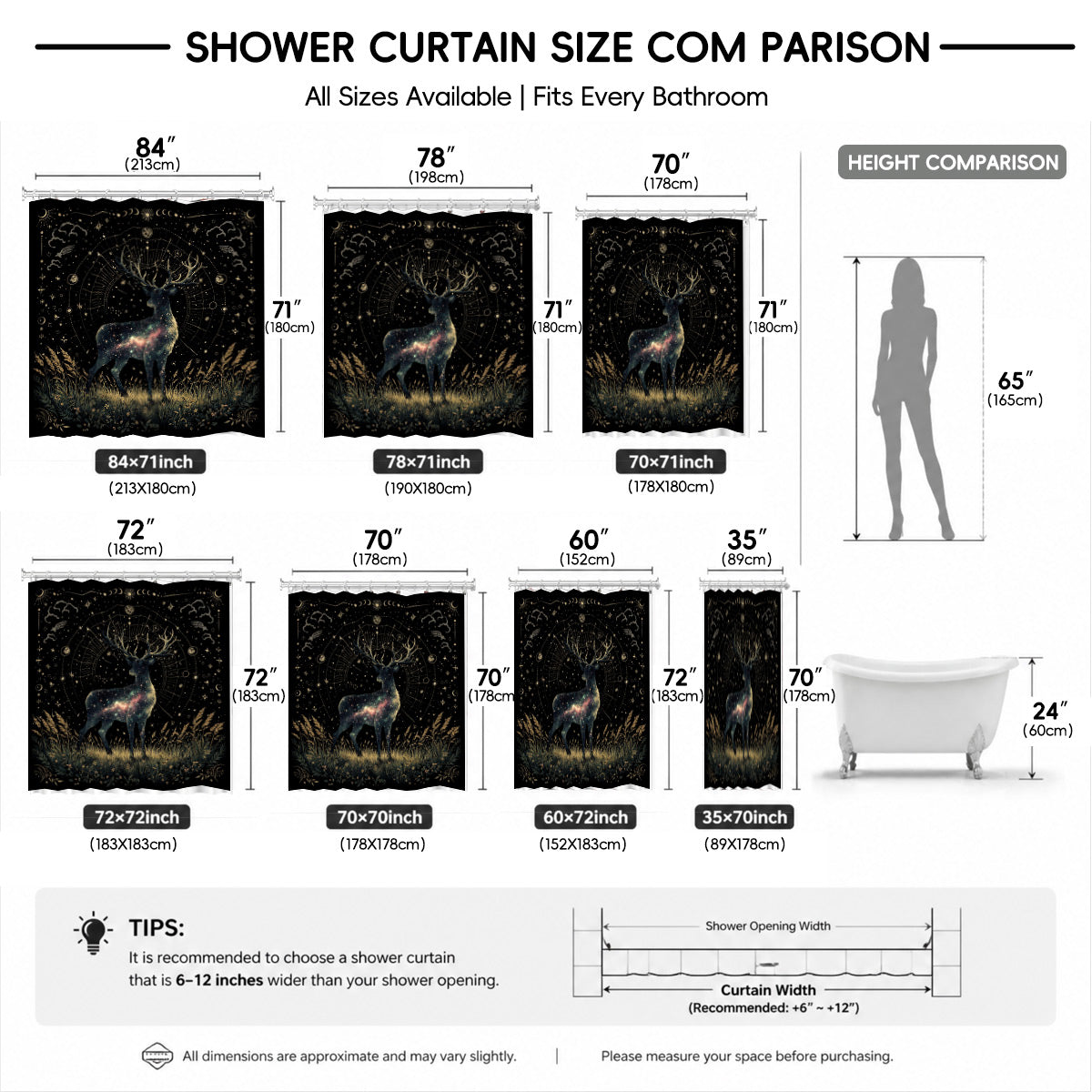 Vintage Celestial Astrology Shower Curtain Ethereal Witchy Decor Gift