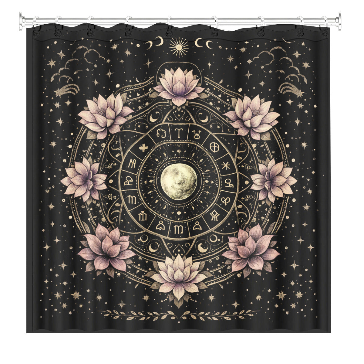 Vintage Celestial Astrology Shower Curtain Ethereal Witchy Decor Gift