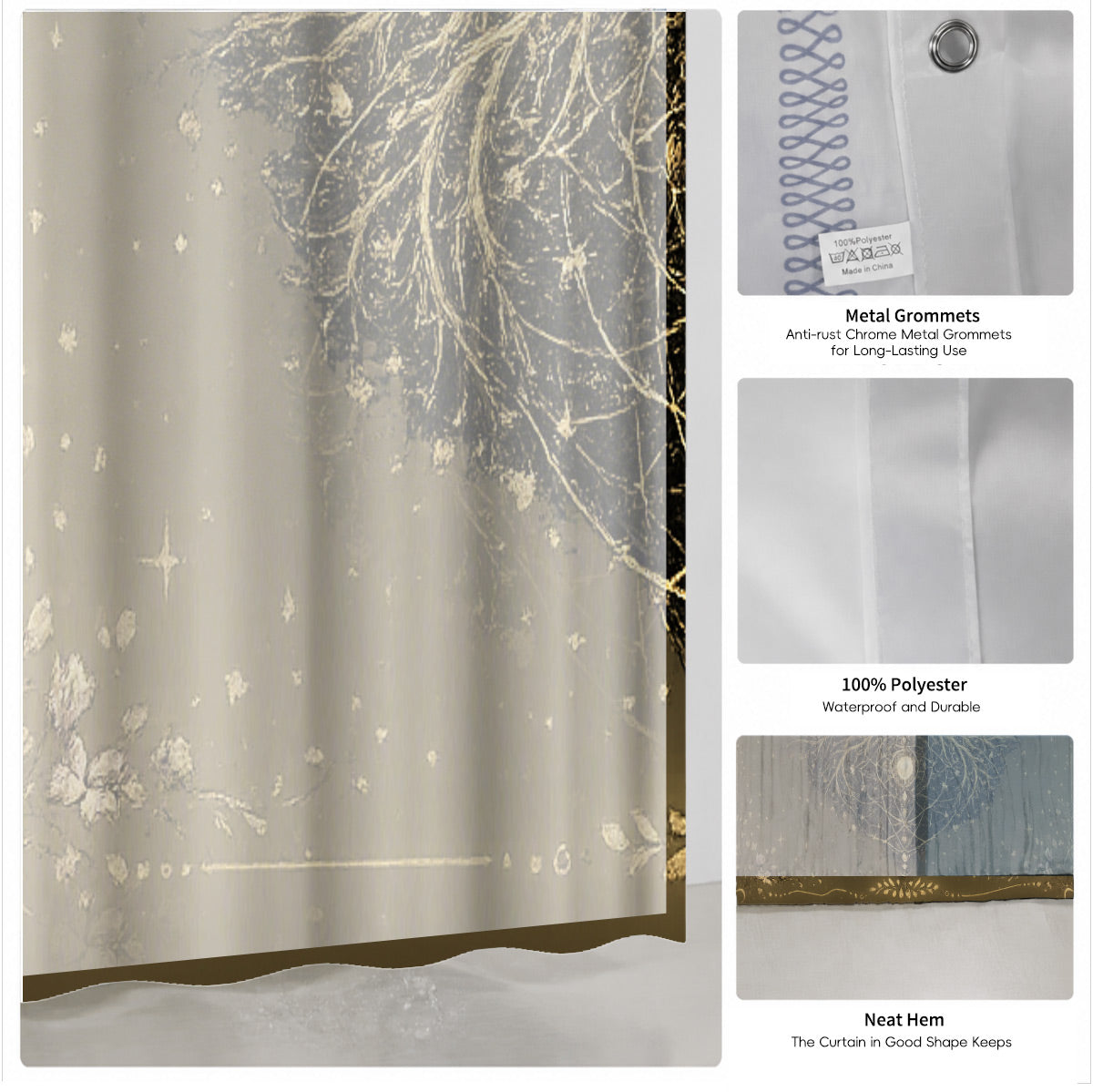 Vintage Celestial Astrology Shower Curtain Ethereal Witchy Decor Gift