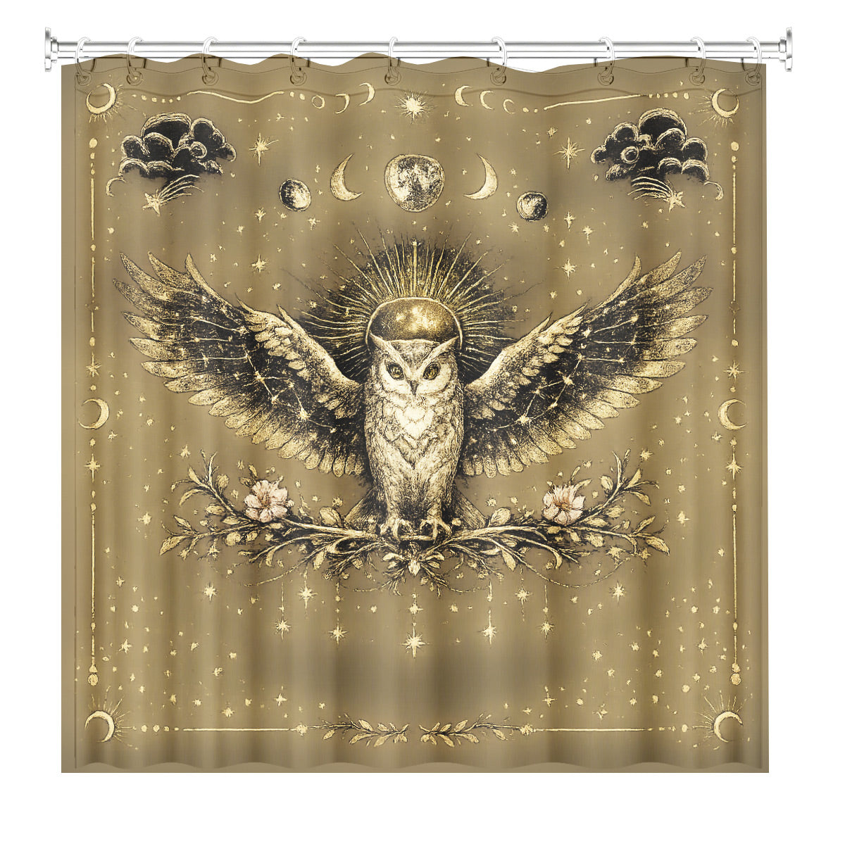 Vintage Celestial Astrology Shower Curtain Ethereal Witchy Decor Gift