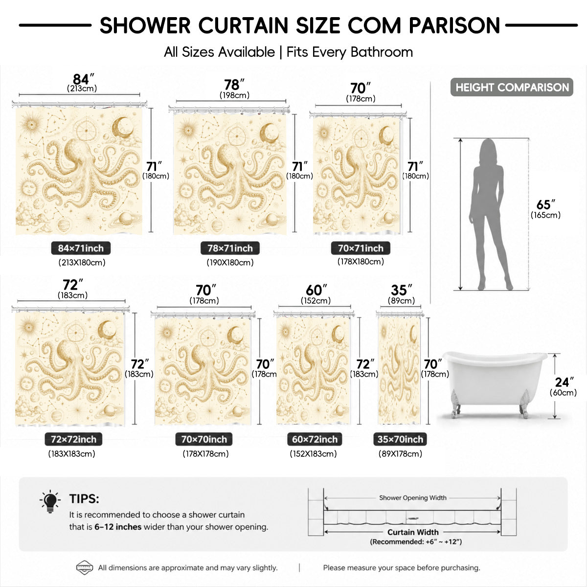 Vintage Nautical Astronomy Shower Curtain Retro Sepia Illustration Decor