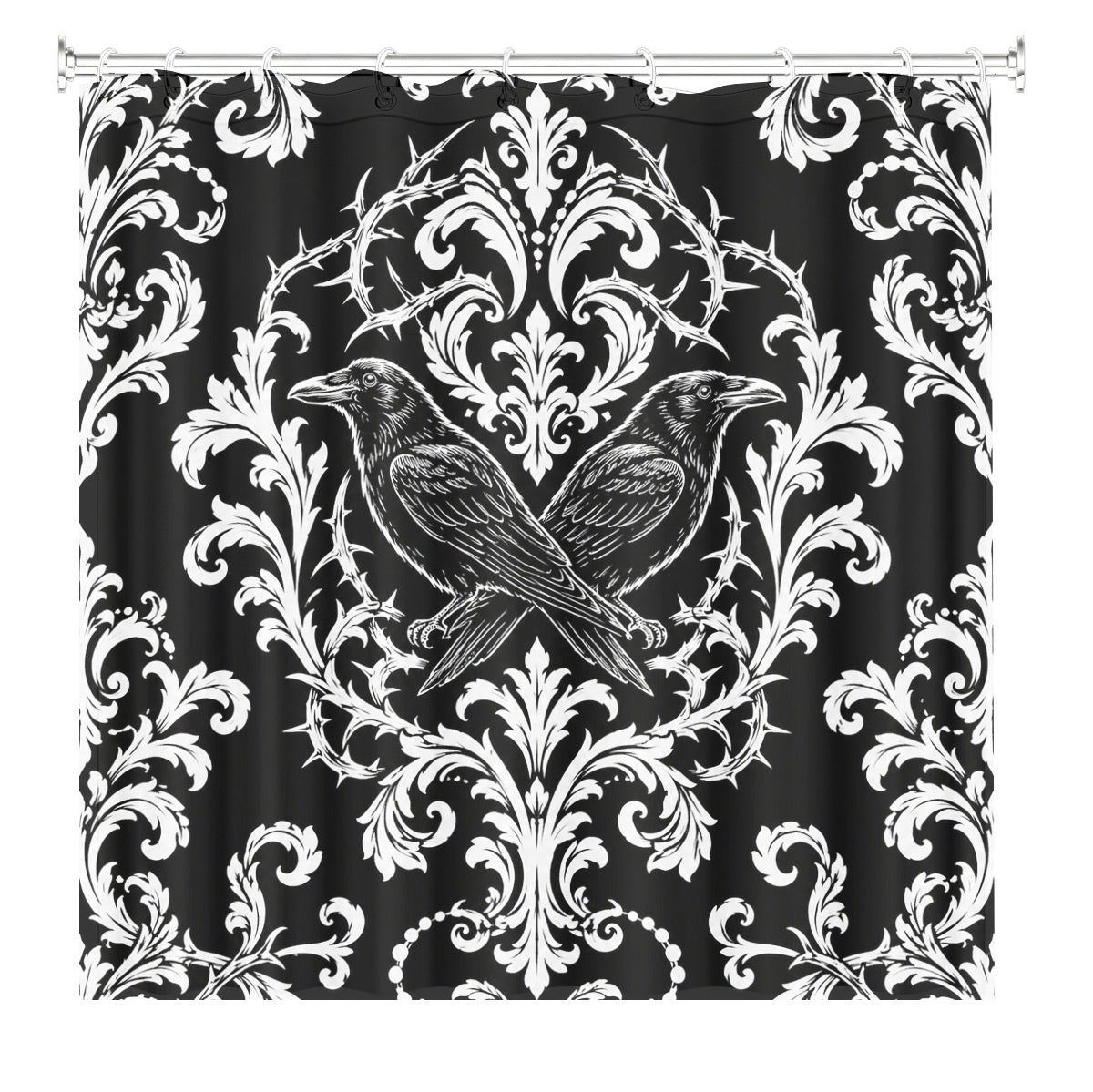 Victorian Gothic Black White Shower Curtain Vintage Baroque Bath Decor
