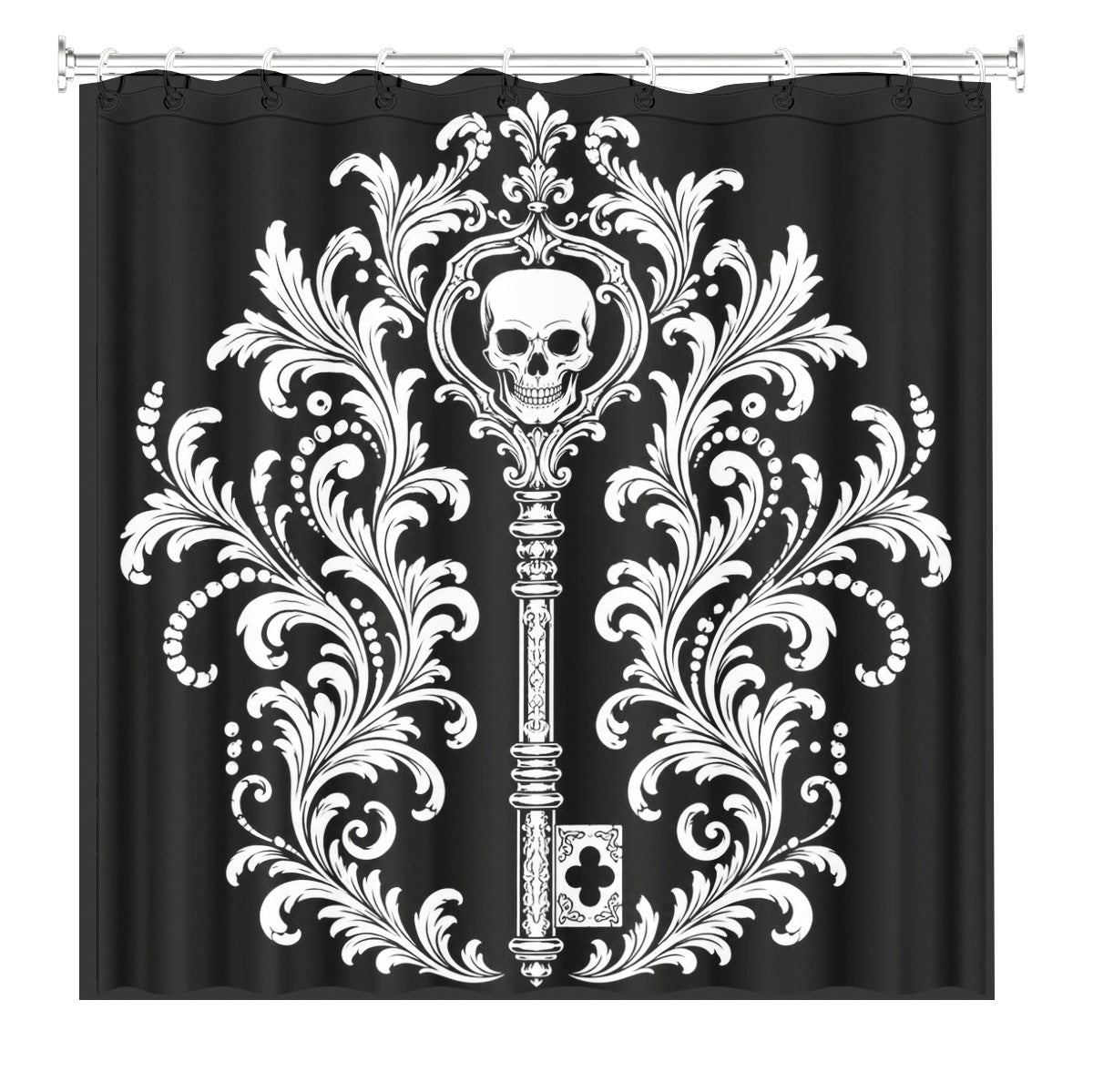 Victorian Gothic Black White Shower Curtain Vintage Baroque Bath Decor