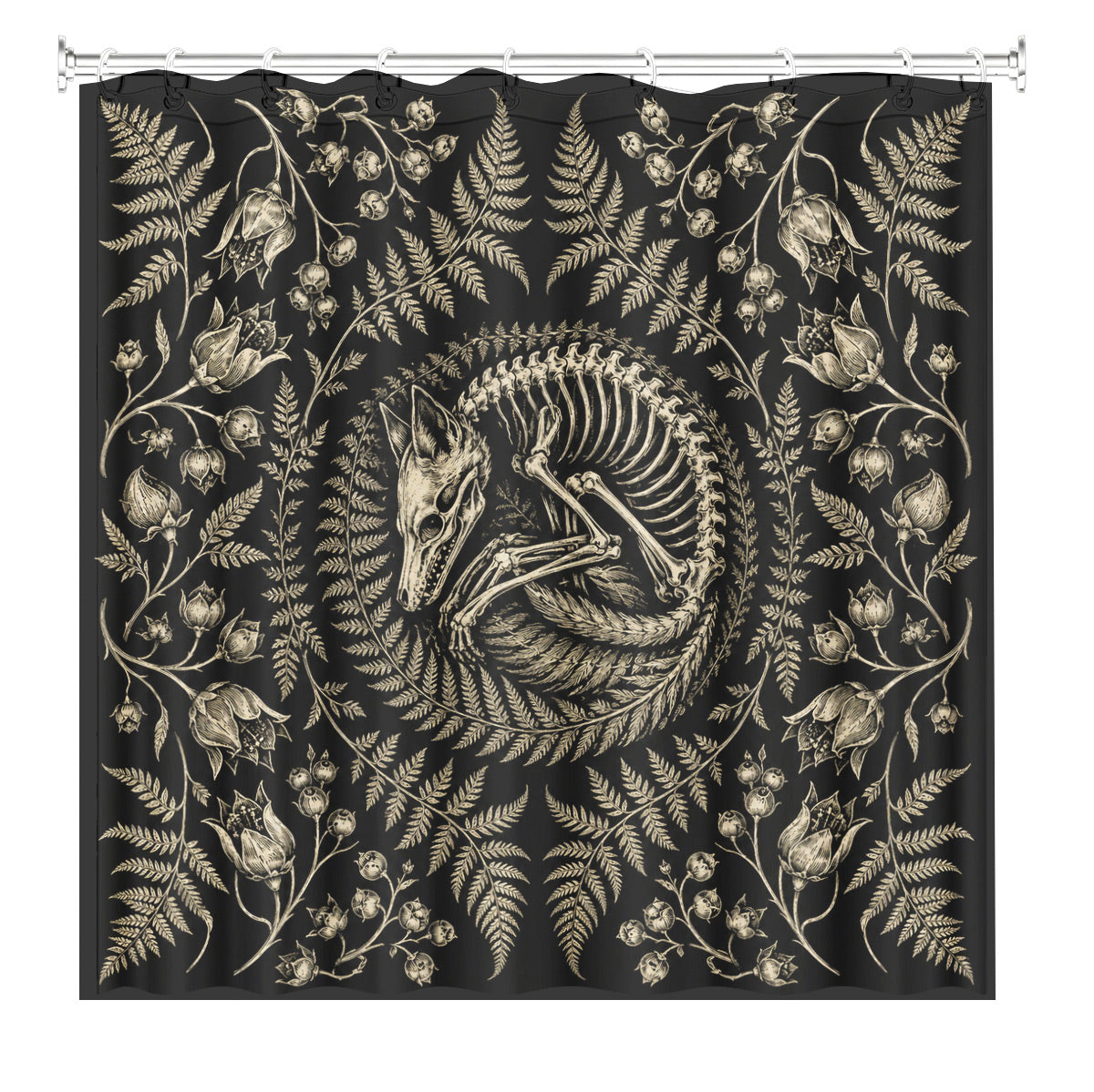 Shower Curtain Skeleton Floral Vintage Etched Dark Academia Waterproof Decor