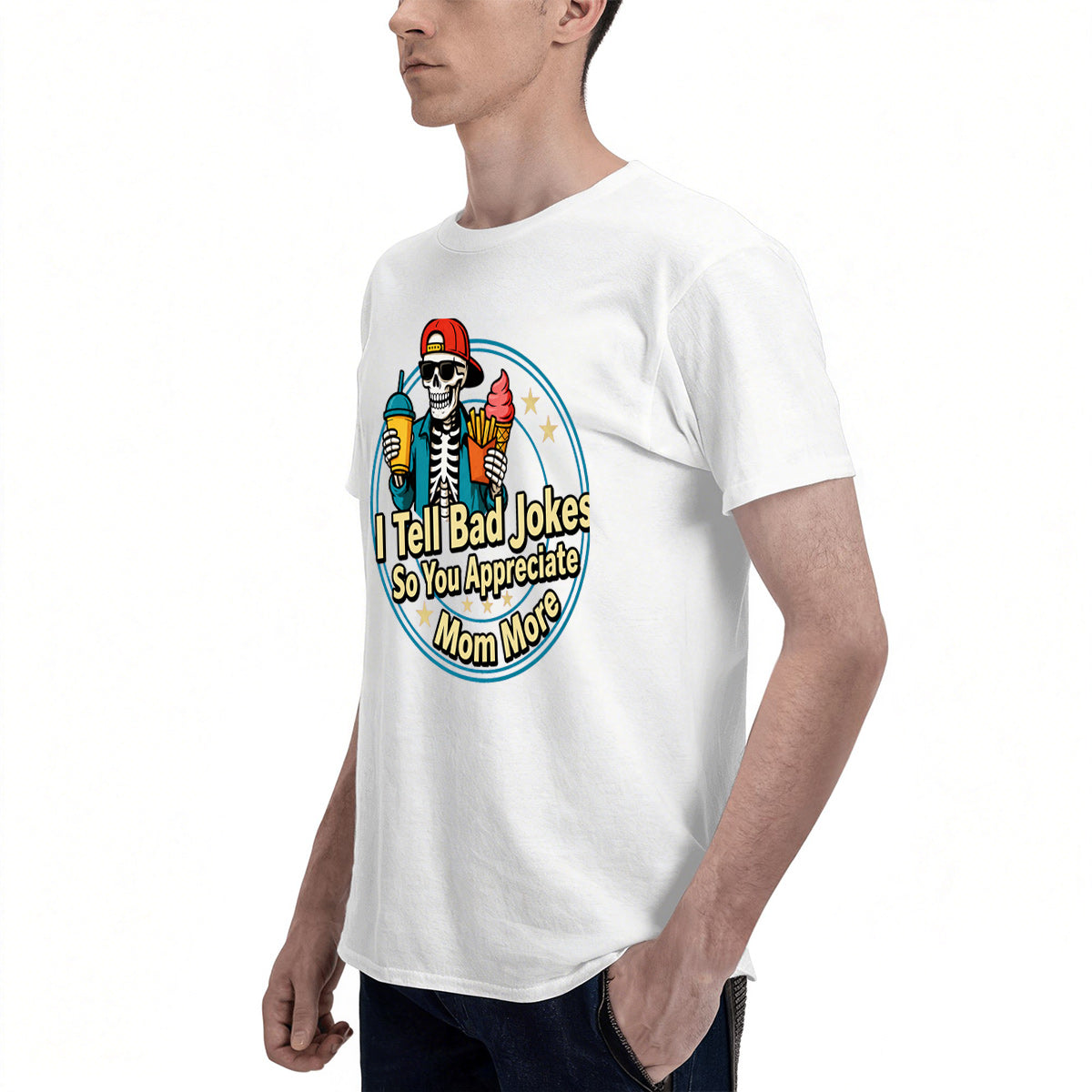Men's Cotton Sleeps With Socks On Funny Graphic T-Shirt Casual Short Sleeve Tee
