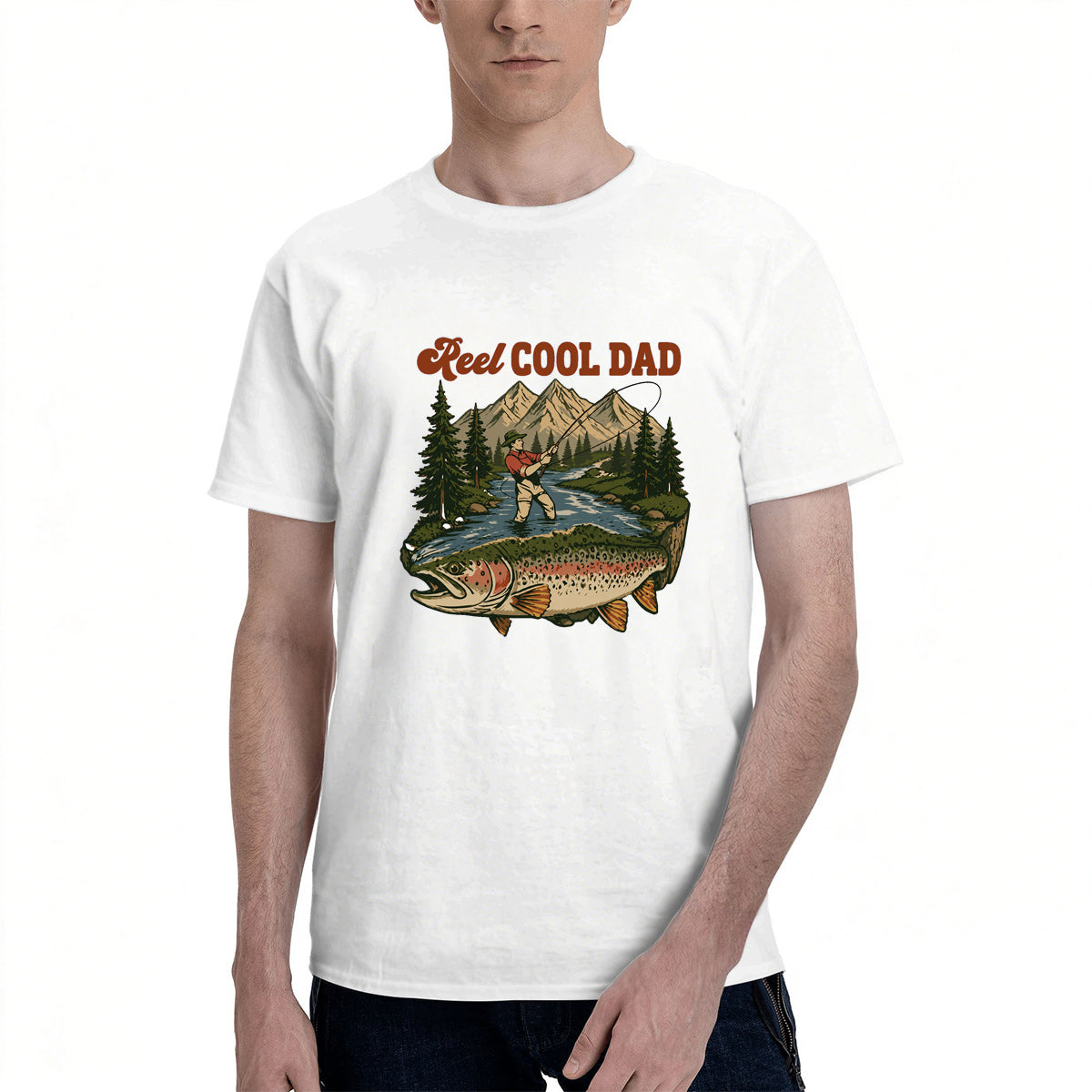 Men's Cotton Reel Cool Dad Fishing Graphic T-Shirt for Outdoor Summer Activities