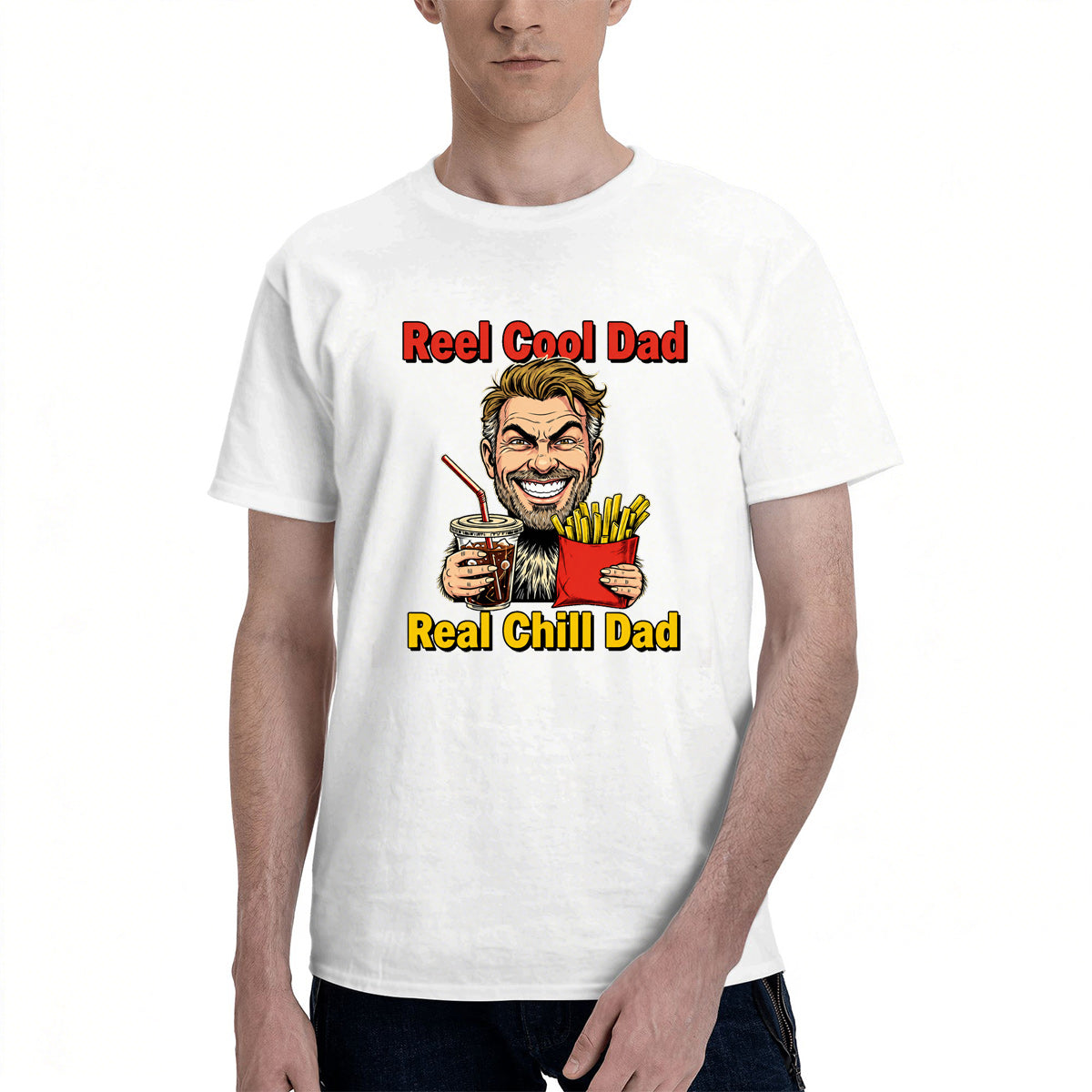 Men's Cotton Reel Cool Dad Graphic T-Shirt Casual Father's Day Gift Summer Tee