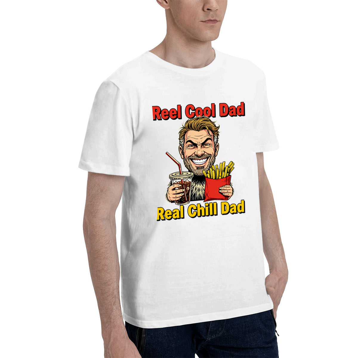 Men's Cotton Reel Cool Dad Graphic T-Shirt Casual Father's Day Gift Summer Tee