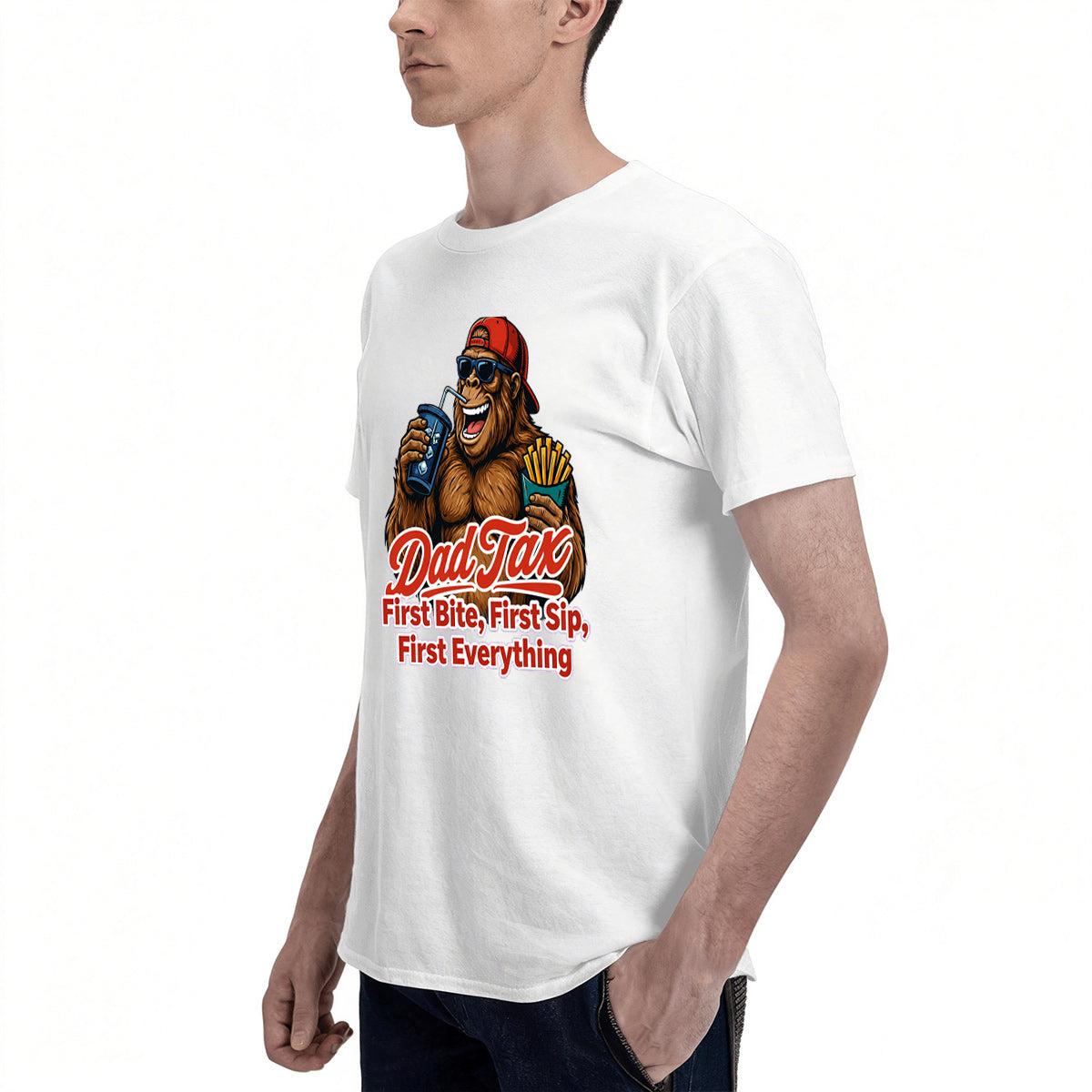 Men's Premium Cotton Snack Tax Gorilla Graphic T-Shirt Funny Casual Crew Neck Tee