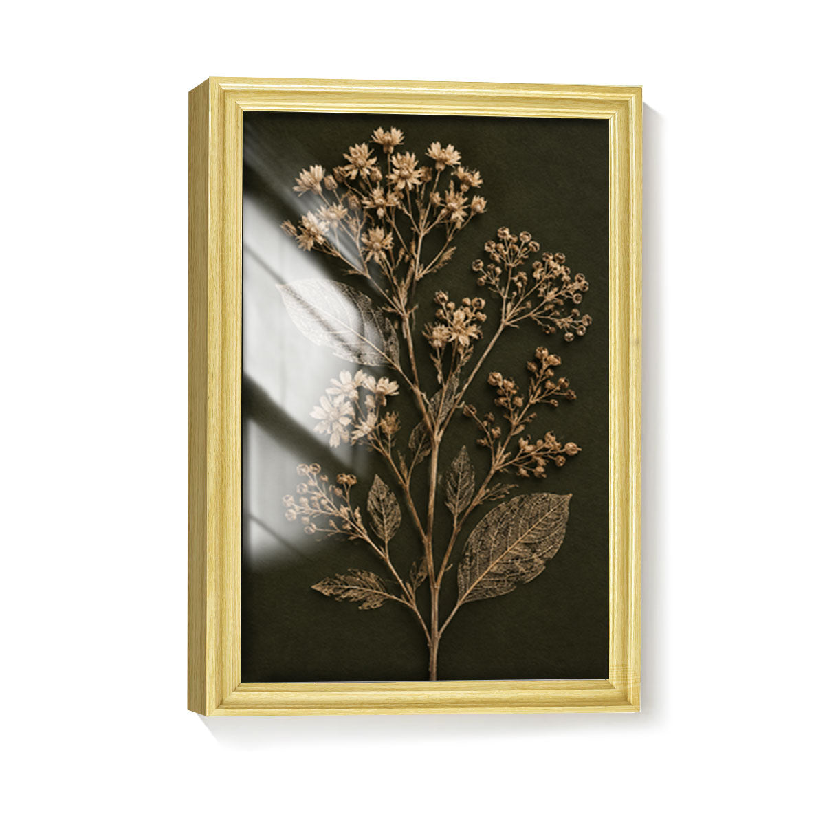 Vintage Botanical Leaf Canvas Wall Art Earth Tone Framed Decor Gift