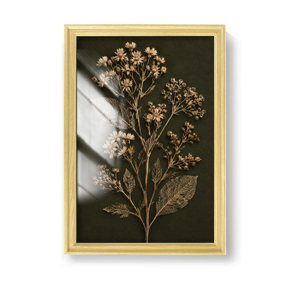Vintage Botanical Leaf Canvas Wall Art Earth Tone Framed Decor Gift