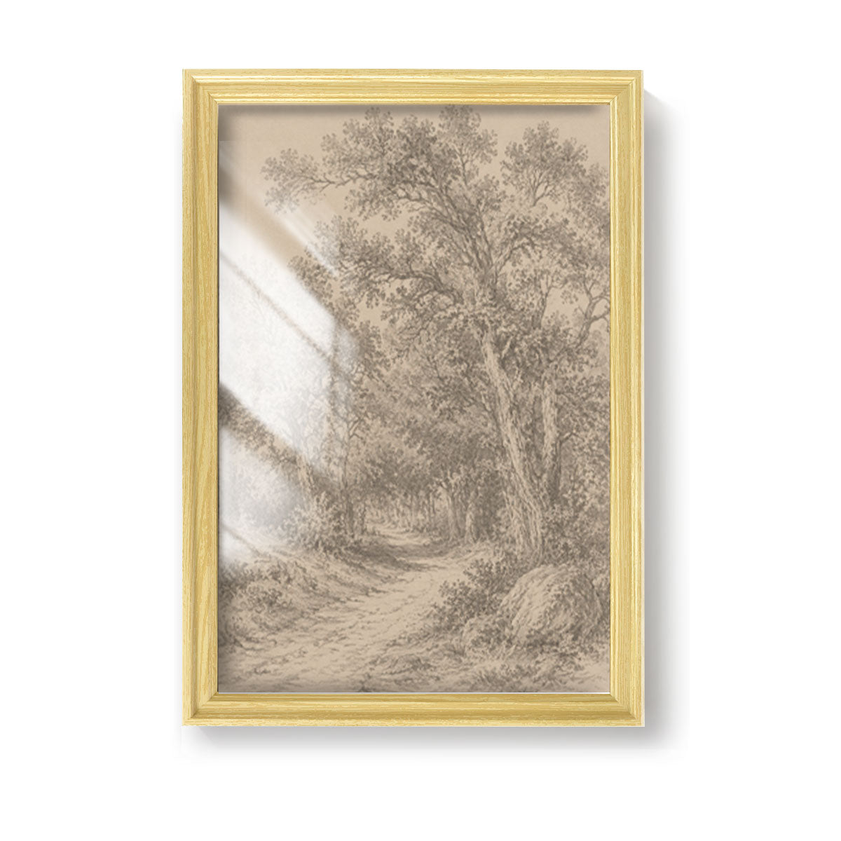 Vintage Sketch Landscape Canvas Wall Art Rustic Neutral Framed Home Decor Gift