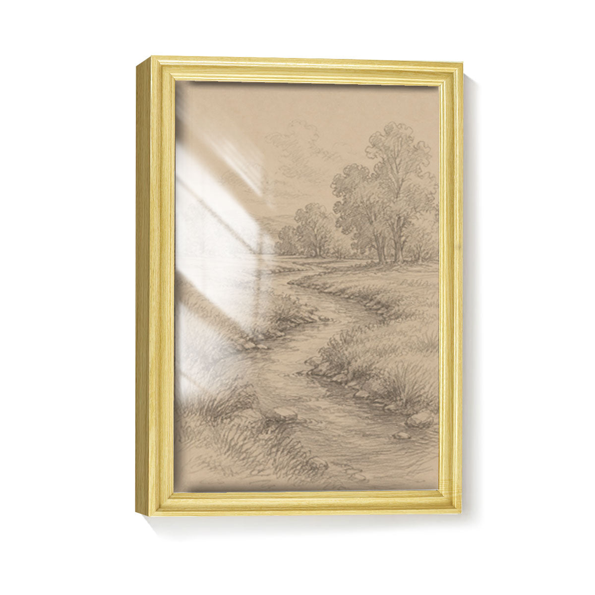 Vintage Country Landscape Canvas Wall Art Rustic Framed Farmhouse Decor Gift