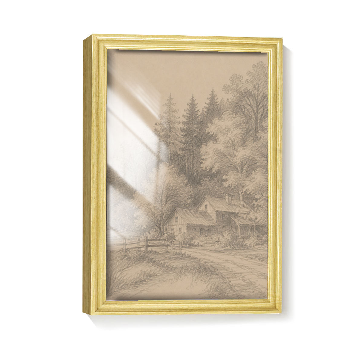 Vintage Country Landscape Canvas Wall Art Rustic Framed Farmhouse Decor Gift