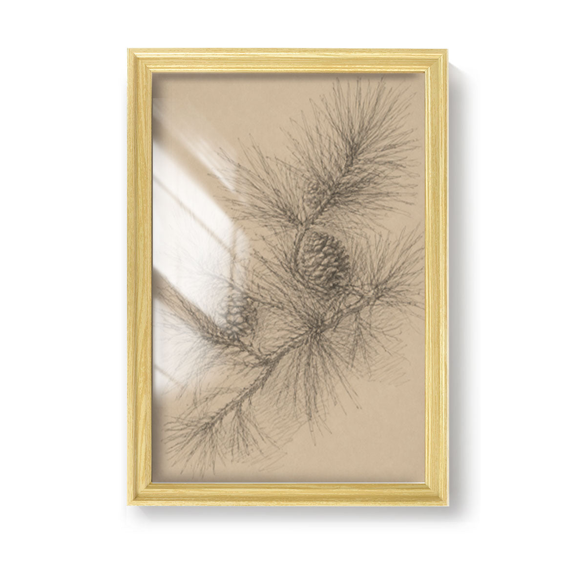 Vintage Pine Forest Sketch Canvas Wall Art Rustic Cabin Framed Home Decor Gift