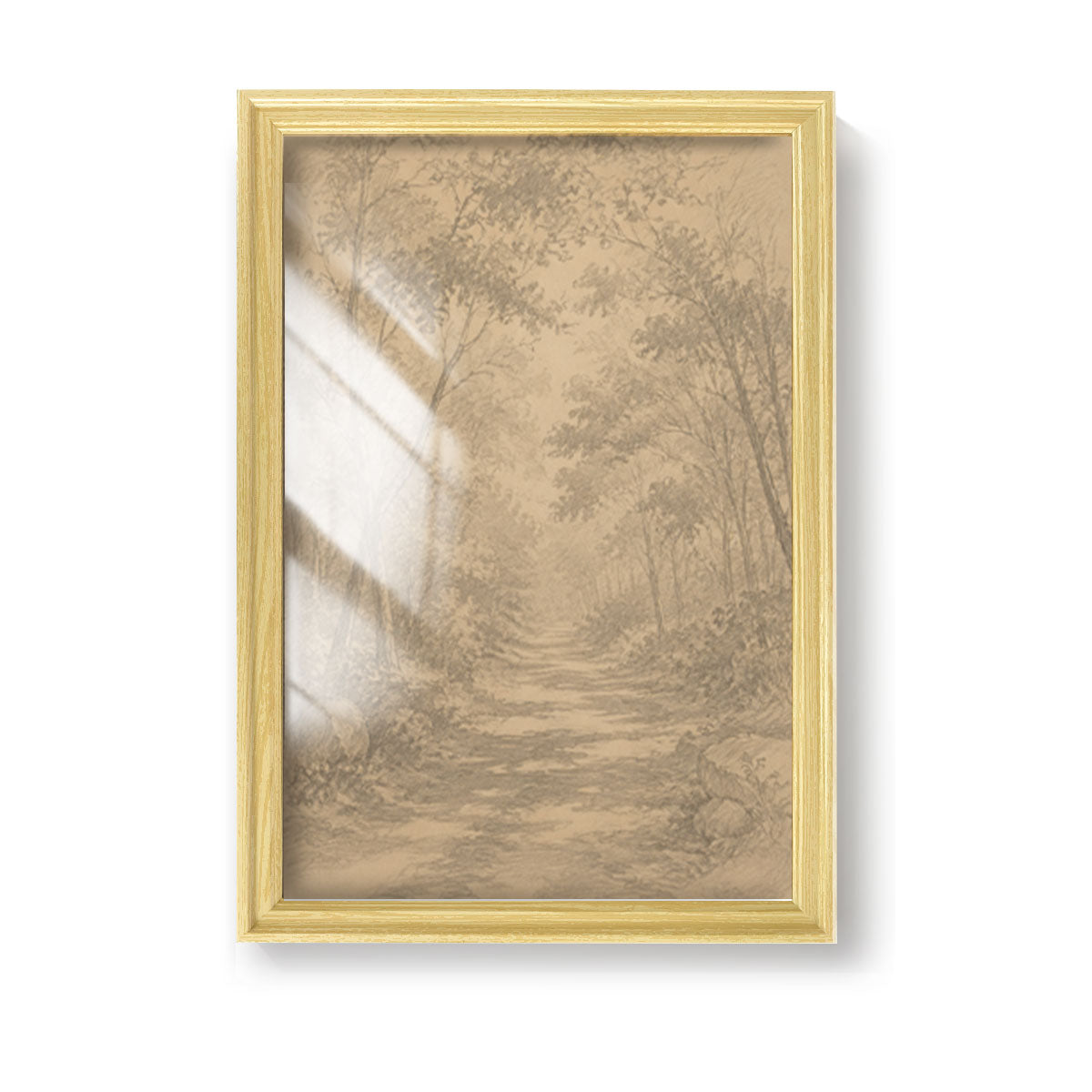 Vintage Pine Forest Sketch Canvas Wall Art Rustic Cabin Framed Home Decor Gift