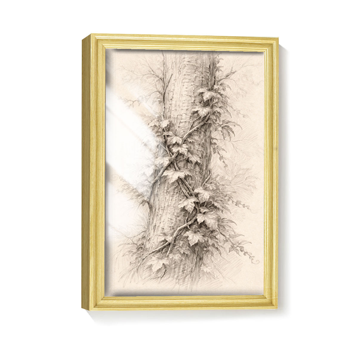 Vintage Pine Forest Sketch Canvas Wall Art Rustic Cabin Framed Home Decor Gift