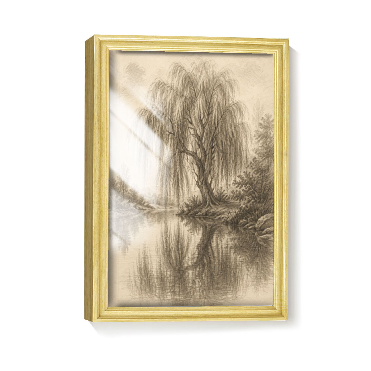 Vintage Sketch Landscape Canvas Wall Art Rustic Neutral Framed Home Decor Gift