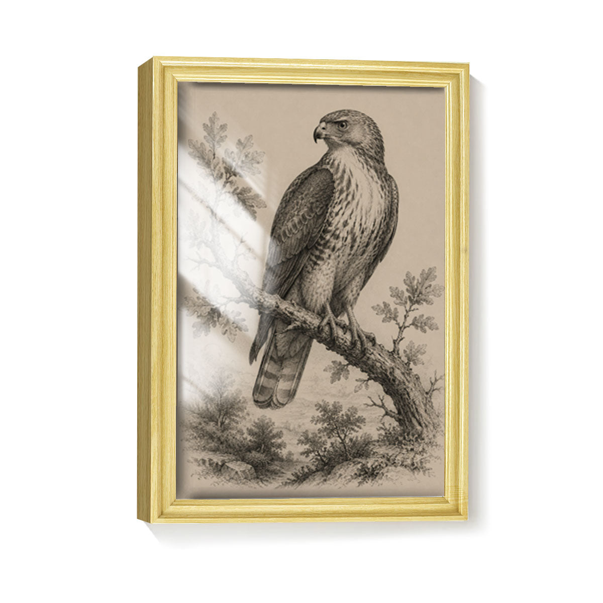 Vintage Wildlife & Landscape Sketch Canvas Wall Art Rustic Framed Cabin Decor
