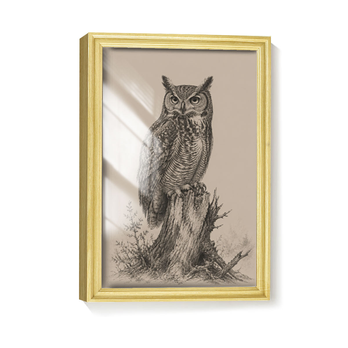 Vintage Wildlife Sketch Canvas Wall Art Rustic Cabin Wood Frame Home Decor Gift
