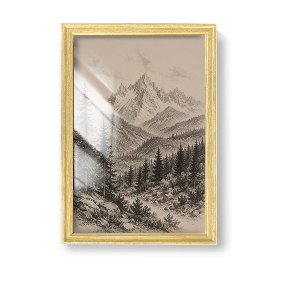 Vintage Wildlife Sketch Canvas Wall Art Rustic Cabin Wood Frame Home Decor Gift