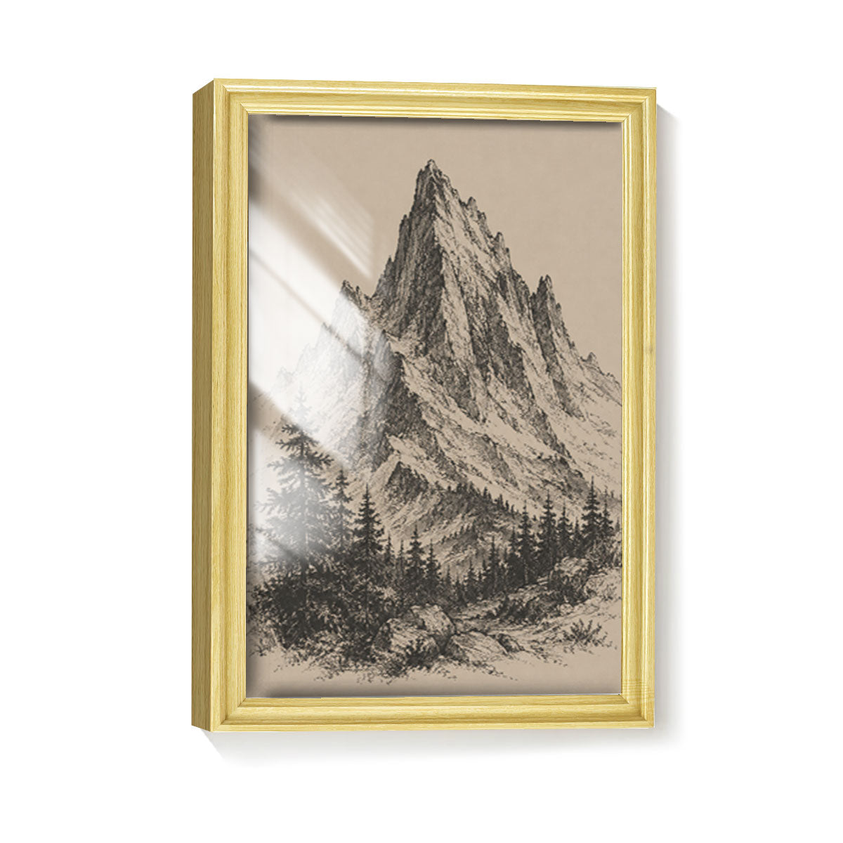 Vintage Wildlife & Landscape Sketch Canvas Wall Art Rustic Framed Cabin Decor