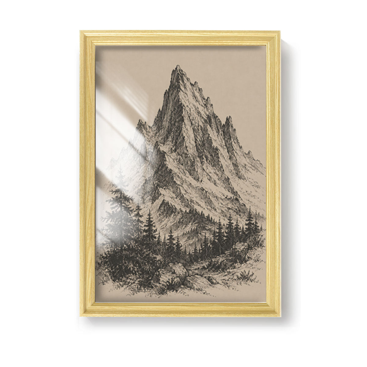 Vintage Wildlife & Landscape Sketch Canvas Wall Art Rustic Framed Cabin Decor