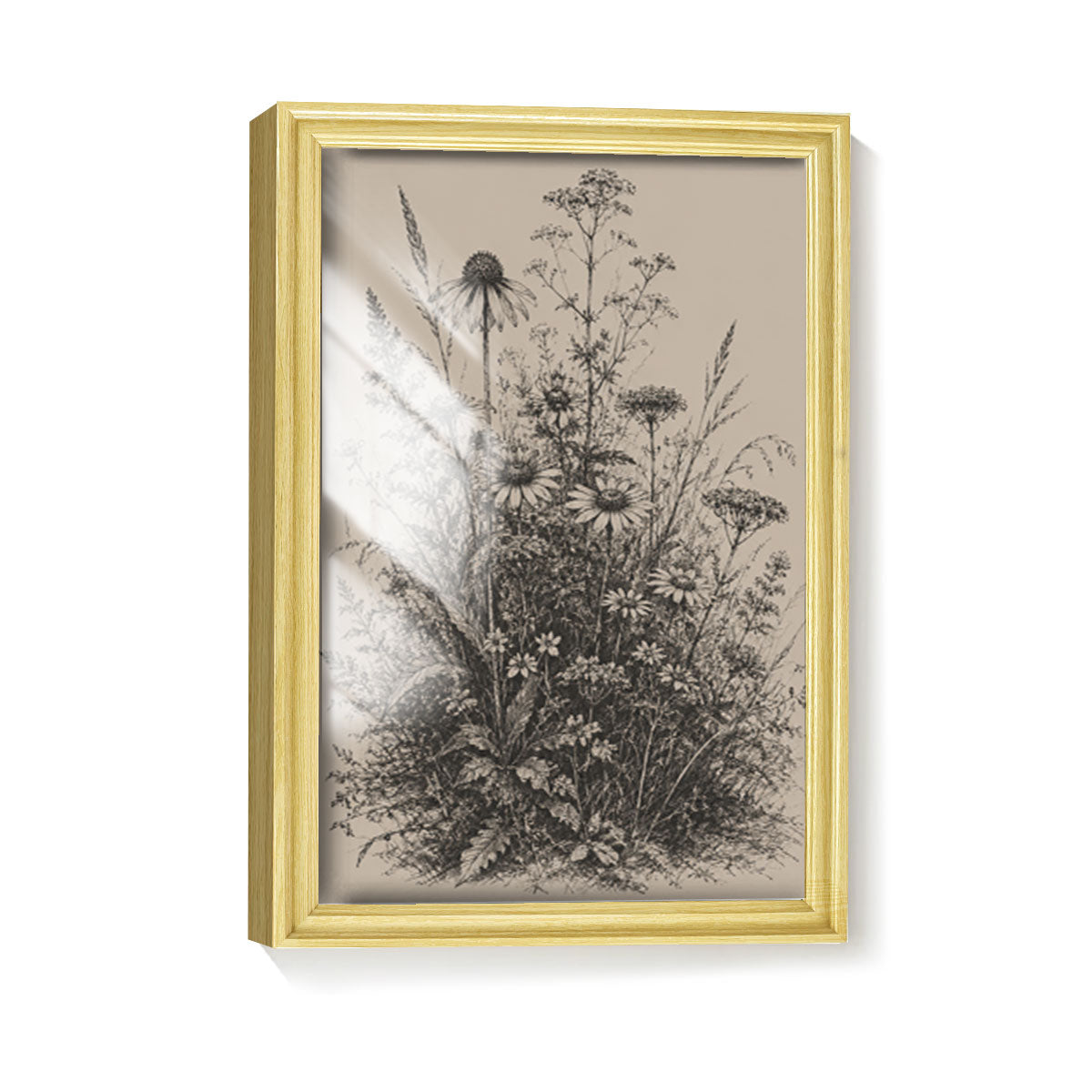 Vintage Wildlife & Landscape Sketch Canvas Wall Art Rustic Framed Cabin Decor