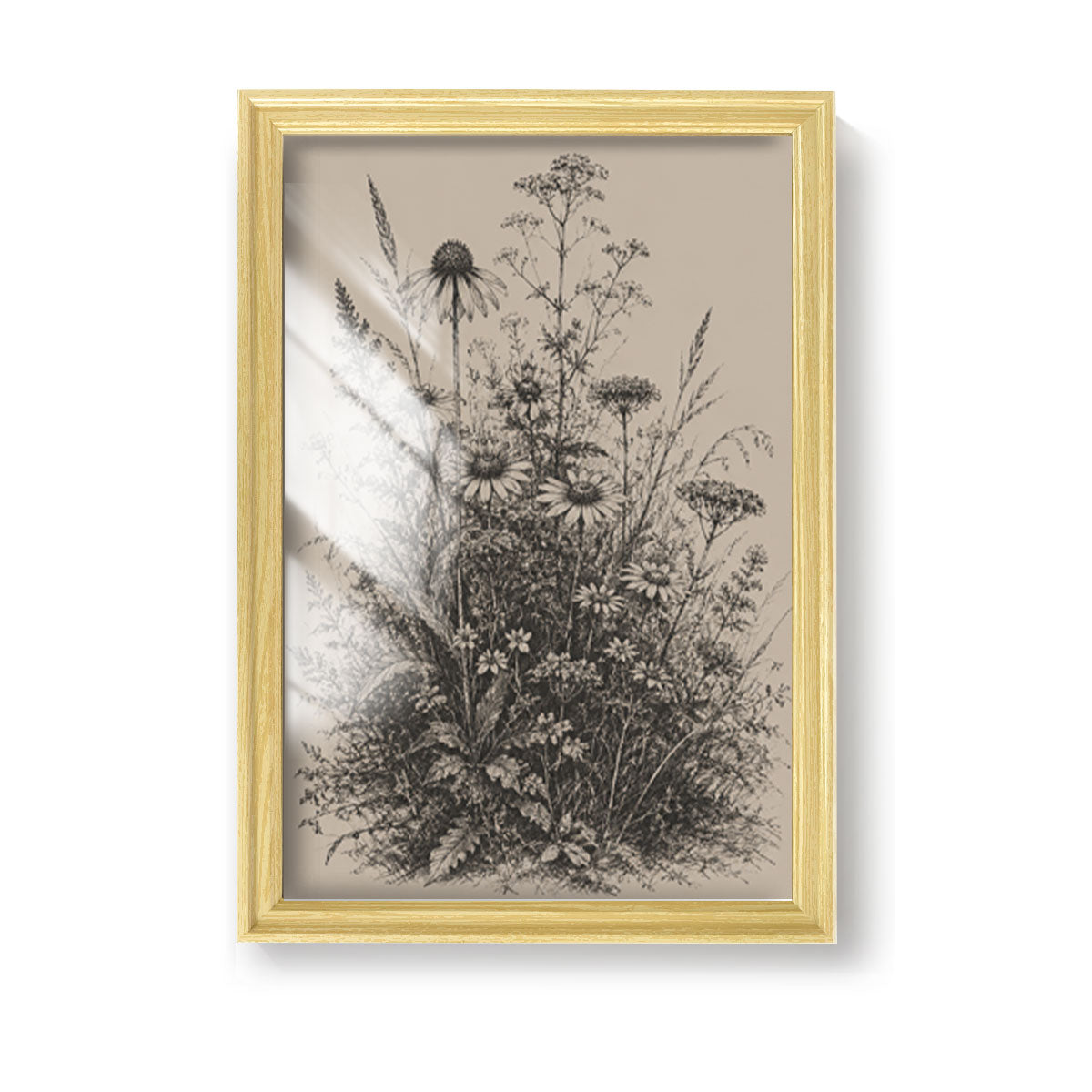 Vintage Wildlife & Landscape Sketch Canvas Wall Art Rustic Framed Cabin Decor