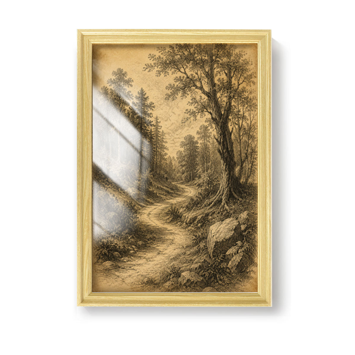 Vintage Etching Forest & Wildlife Canvas Wall Art Rustic Framed Home Decor