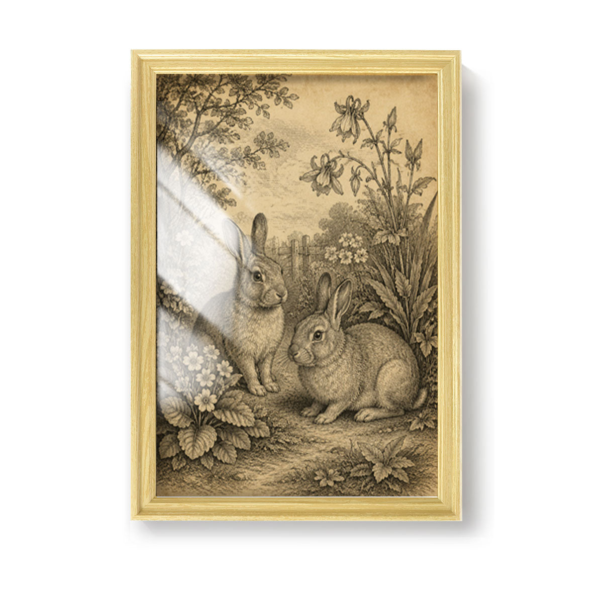 Vintage Etching Forest & Wildlife Canvas Wall Art Rustic Framed Home Decor