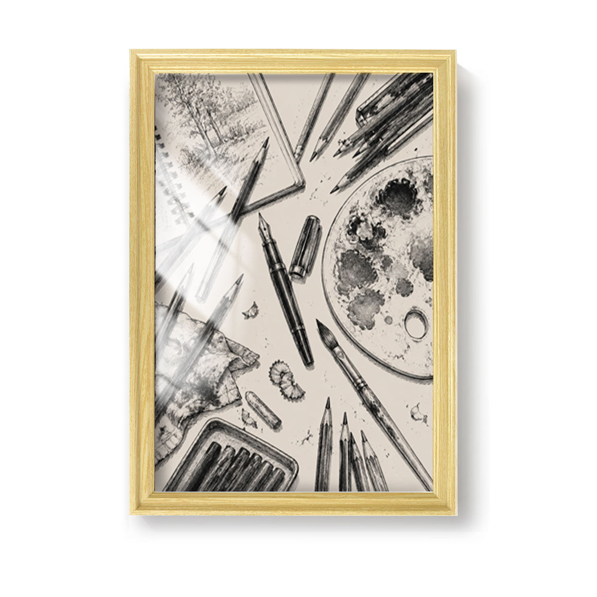 Vintage Kitchen & Garden Sketch Canvas Wall Art Rustic Wood Frame Decor Gift