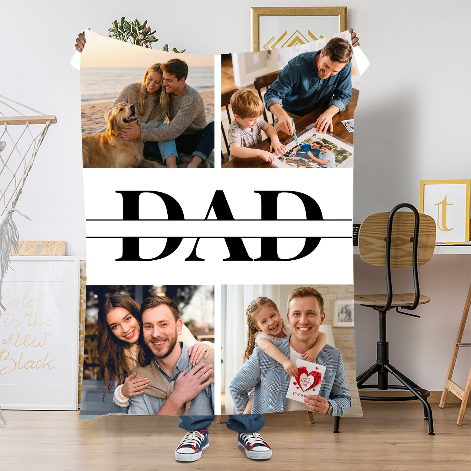 Personalized Father's Day Blanket Upload Your Own Photo & Custom Text for Dad