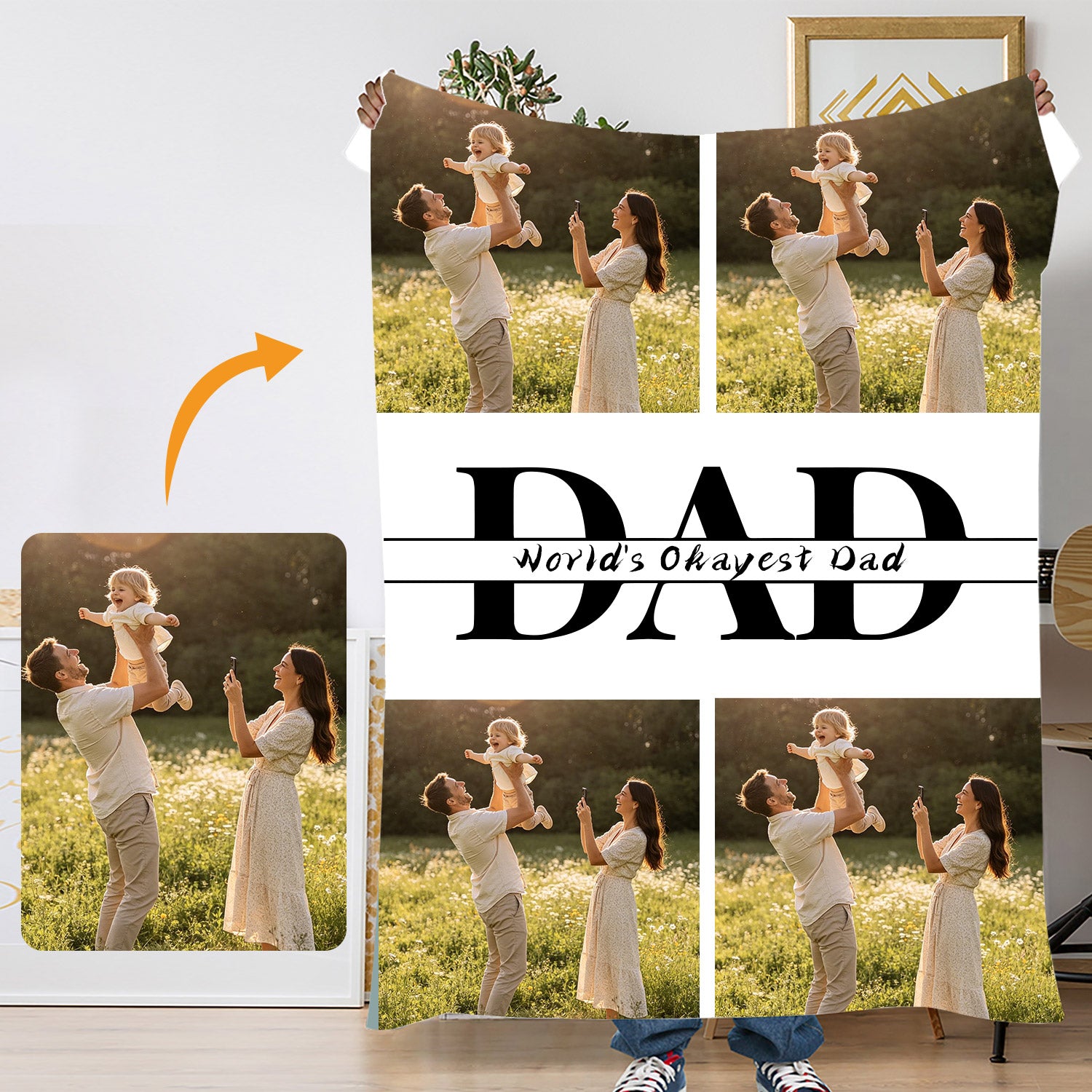 Personalized Father's Day Blanket Upload Your Own Photo & Custom Text for Dad