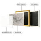 Modern Abstract Swirl Framed Wall Art Elegant Gold PS Frame Black and White Kinetic Lines Canvas for Living Room Decor