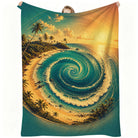 Beach Wave Fleece Blanket - Tropical Ocean Print, Soft & Cozy for Home or Travel