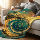 Beach Wave Fleece Blanket - Tropical Ocean Print, Soft & Cozy for Home or Travel