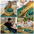 Beach Wave Fleece Blanket - Tropical Ocean Print, Soft & Cozy for Home or Travel