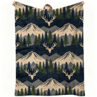 Cozy Fleece Blanket with Mountain and Deer Pattern, Soft Plush Material Perfect for Home or Gift