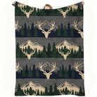 Cozy Fleece Blanket with Deer & Mountain Pattern, Soft Warmth for Home or Travel