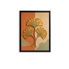 Framed Ginkgo Leaf Art Print, Modern Abstract Design, Gold Accents, Perfect for Home Decor in Any Room