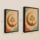 Framed Moon Tree Art Print, Abstract Nature Design, Gold Accents, Perfect Home Decor for Any Room