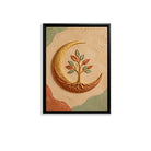 Framed Moon Tree Art Print, Abstract Nature Design, Gold Accents, Perfect Home Decor for Any Room