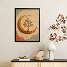Framed Moon Tree Art Print, Abstract Nature Design, Gold Accents, Perfect Home Decor for Any Room