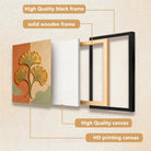 Framed Ginkgo Leaf Art Print, Modern Abstract Design, Gold Accents, Perfect for Home Decor in Any Room