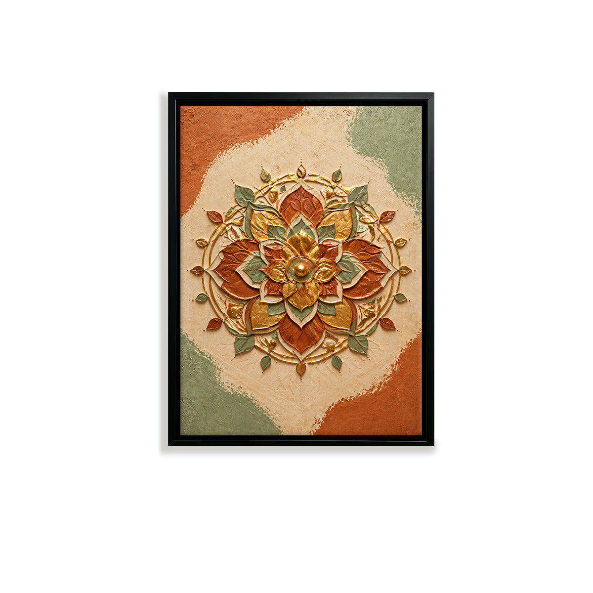 Framed Lotus Mandala Art Print, Bohemian Style, Textured Design, Perfect for Home Decor or Gift