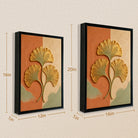 Framed Ginkgo Leaf Art Print, Modern Abstract Design, Gold Accents, Perfect for Home Decor in Any Room